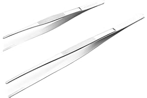 KIPERLINE Pinzas Para Asar, Pinzas Para Cocinar, Pinzas de Cocina, Acero Inoxidable 304, Aptas Para Lavavajillas, Pinzas Para Carne, Pinzas Para Freír (20 cm/30 cm), Plateadas | Rectas