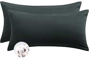 ‎AISBO Aisbo Kissenbezug 40 x 80 Baumwolle 2er Set - weiche Kopfkissenbezug 40x80 Anthrazit mit Reißverschluss, 40x80cm Grau Pillow Cover Pillowcase