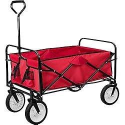 TecTake Chariot de transport à main Remorque de jardin pliable | 95 x 53,5 x 117 (LxBxH) | -diverses couleurs au choix- (Rouge | no. 400906)