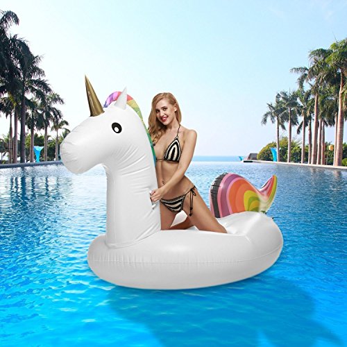 Giant Inflatable Unicorn Pool Float, PVC Outdoor Lounge Swimming Pool Large Toy for Adults & Kids (S - 78.7 x 35.4 x 39.4 Inch)
