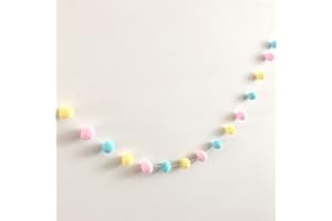 GEMINI_MALLL Gemini_mall Felt Ball Garland Handmade Pom Poms String Hanging Ornaments Kids Children Room Decoration Girls Boys Bedroom Nursery Decor Yellow + Pink + Blue