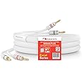 Nakamichi Excel Series 24k Gold Plated Banana Plug with (6 Feet) 12AWG Speaker Cable Wire 99.9% Oxygen-Free Copper (OFC) Heavy Duty Braided for Amplifier Hi-Fi Home Theatre - White (6ft/1.8m)