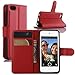 Price comparison product image iPod Touch 5th / 6th Gen Case, iPod Touch 5 / 6 Case, HualuBro [All Around Protection] PU Leather Wallet Flip Phone Protective Case Cover for Apple iPod Touch 5th / 6th Generation (Red)