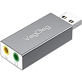 VegGieg USB Harici Ses Kartı Adapt&ouml;r&uuml; 3.5mm Kulaklık ve Mikrofon Girişli