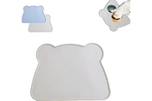 BAOWUABJ Gray Cat Food Mat, Non-Slip Cat Mats for Food Bowls, Gray Dog Food Mat, Silicone Pet Food Mat, Waterproof Dog Food Mat, Keep Your Floors Spotless with This Waterproof Pet Food Mat