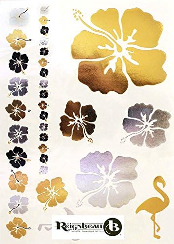 Beautiful Metallic Temporary Tattoo Bracelets (Various Designs) by ReignBeau B (Hawaiian Flowers)