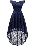 vorne kurz hinten lang brautkleider Schulterfreies Spitzenkleid, vorne kurz hinten lang, Reißverschluss am Rücken