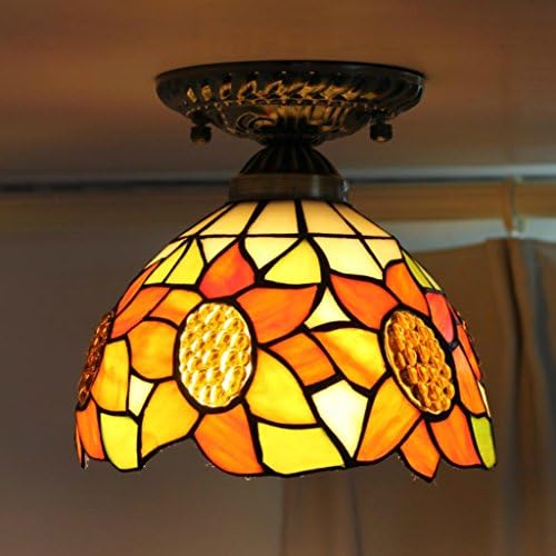 Gweat Tiffany 8-Inch European Pastoral Creative Lighting Ceiling Lights Bedroom Balcony Aisle Lights Warm Light Dome Hall Corridor Ceiling Lights