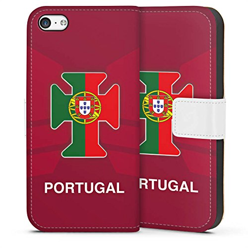 Apple iPhone 5s Flip Tasche Schutz Hülle Walletcase Bookstyle Portugal EM Trikot Fußball Europameisterschaft