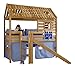 Produktbild Relita BS1311118-B90+ZB1371418+TX5002026+TX5032026-M1 Spielbett Tom's Hütte mit Rutsche Liegefläche 90 x 200 cm Buche massiv geölt mit Textilset, 210 x 240 x 210 cm, blau / delfin