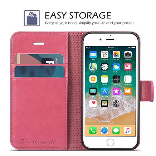 Funda iPhone SE  Funda iPhone 5S  TUCCH Funda Piel para iPhone 5 con Carcasa Interna de TPU  Garant  a de por vida  Soporte Plegable 3 Ranuras para tarjetas Cierre magn  tico Funda Tapa para iPhone SE 5S 5  Rosa