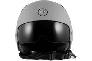 BHR Casco Demi-Jet 815 COMBY | Pratico Casco Scooter Omologato ECE | Casco Moto Jet con Plastiche Laterali Personalizzabili, Visiera Parasole & Sgancio Micrometrico | Grigio Opaco | XS