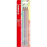 STABILO Swano Pastel Graphite Pencil with Rubber - Pack of 6 | Pack of 6, HB Hardness Grade