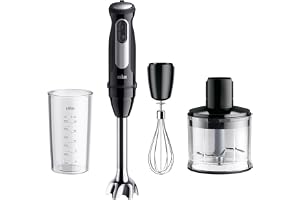 Braun MultiQuick 5 Pro, 25 växlar, EasyClick Plus-system, 1 000 W, svart, med visp, hackare (500 ml) och mätglas (600 ml) MQ55236M