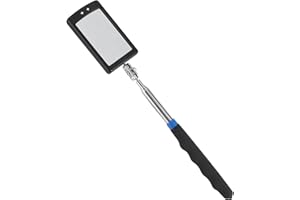 VIFERR Inspection Mirror, Rectangular LED Telescopic Inspection Mirror Extending Inspection Work Mirror 360° Swivel Extend Tool for Machinists Inspectors Mechanics