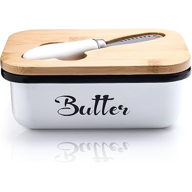 Keramik Butterdose Mit Hühner-Deckel – Bunt, Antihaftbeschichtet, Groß, Für Die Arbeitsplatte, Weiß