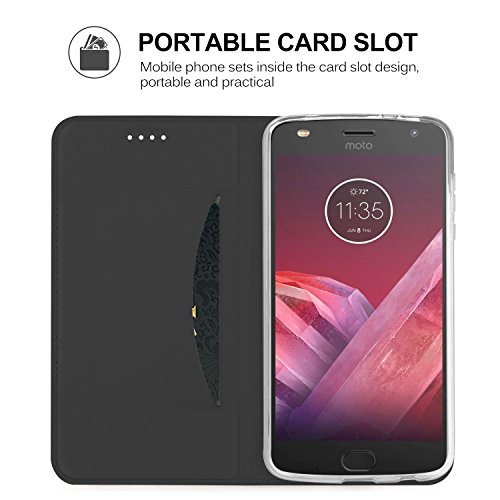 Funda Moto Z2 play Carcasa KuGi Slim Flip Cover Carcasa Cubierta de cuero PU Multi-Angle Shockproof Silicio Protectora de Carcasa con Soporte Plegable para Moto Z2 play 2017 Smartphone Slim Book Series - Negro 