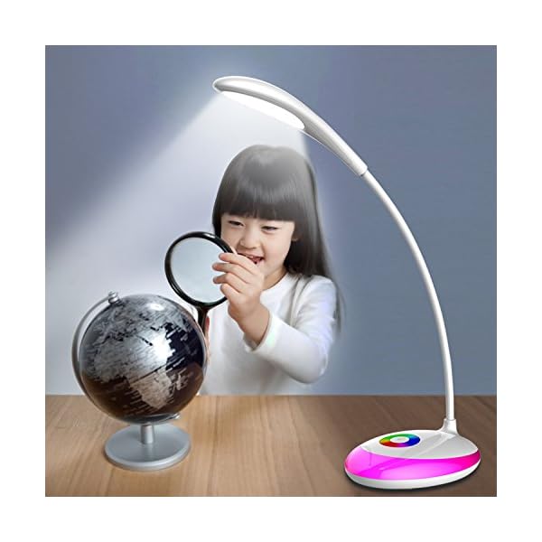Leadleds Desk Lamps, Book Reading Lights with Touch-Sensitive Control Panel, 3 Adjustable Brightness Levels, 256 Color Changing Base, Eye-Protect USB Rechargeable LED Bedside Lamps for Kids - Image 9