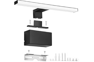 NBEASTKEY Lampada LED per specchio da bagno, 5W 30 cm 230 V Lampada da parete moderna per bagno e soggiorno, 4000 K Luce neutra Make-Up Light Lampada per specchio, IP 44 Impermeabile Nero(1219-30)