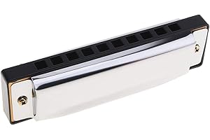 OriGlam Major Blues Mundharmonika mit 10 Löchern, C-Dur, für Kinder und Erwachsene, für Anfänger, mit Hartschalenkoffer, geeignet für Blues, Folk, Jazz und Pop