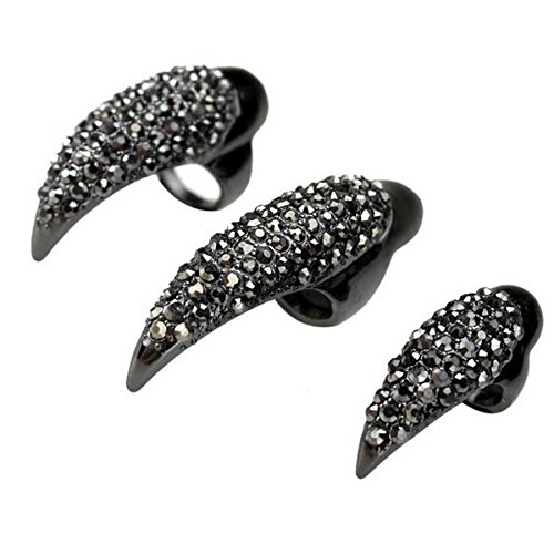 WINOMO 10st 3 Größen Gothic Punk-Stil falsche Nägel Krallen Pfote Talon Finger Ringe Cosplay Dekoration (schwarz) - 2