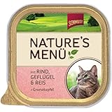 Schmusy Katzenfutter Natures Menü Rind+Geflügel 100 g, 16er Pack (16 x 100 g)