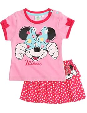 Completo gonna e Maglietta per bambini a maniche corte, da ragazza, motivo: Minnie, colore: rosa, 3 A, 24 mesi