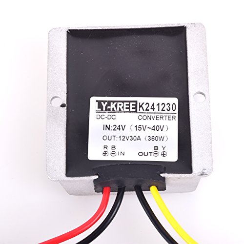 LKW Netzteil Spannungswandler 24v auf 12v 30A 360W Schwerlast Transformator Trafo Adapter Wandler Konverter for Motor Auto PKW Kfz Boot Sonnensystem (DC15-40V Breit Eingang) - 3