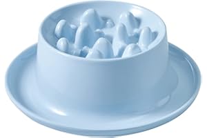 KOOMIAO Koomuao Gamelle d'alimentation Lente, Gamelle Chat Surélevée Protéger Cou Antidérapante Gamelle Chat Anti Glouton Anti-étouffement, Alimentation Saine Gamelles pour Chat Chien (Bleu)