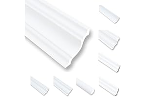 MDEKOR NK80 Moulures de plafond en polystyrène XPS - 50 m - Baguette de finition blanc - 80 x 80 mm - Moulures décoratives en polystyrène - Moulures décoratives