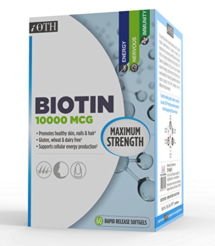 iOTH Biotin 10,000 Mcg Maximum Strength - Super Hair, Skin, and Nails Supplement - 60 softgels RS.592 (39.00% Off) - Amazon