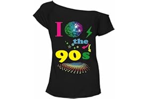 Fashion Sports Dude Top de Disfraces I Love 90s para Mujer, Camisetas Retro para Fiestas de Estrellas Pop, Camiseta, Top de Fiesta de los años 80