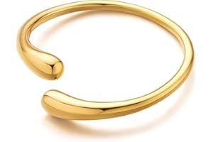 LILIE&WHITE Bracelet en or pour femme - Gros bracelets en or - Bracelets coulissants réglables - Bracelets de manchette multicouches en fil croisé - Bracelets à manchette ouverte en or martelé