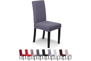 SaintderG® Coprisedie con schienale 6 pezzi, lavabile Estraibile, molto facile da pulire e resistente, coprisedile, moderna sala da pranzo, hotel, arredamento ristorante (Grigio, 6 pezzi).