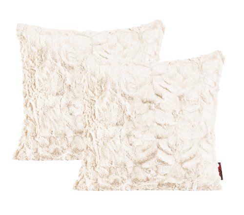 Fluffy Kissenhülle ca. 50 x 50 cm kuschelweicher Plüsch in Felloptik 02 Weiss (2er Set)
