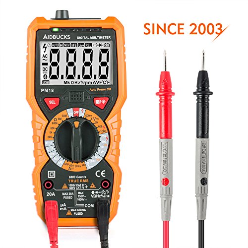 Multimeter Janisa PM18 Digital multimeter cat 3 Messgerät für AC DC Spannug Strom Widerstand Kapazität Frequenz sowie Kapazitanz berührungslose Spannungsmessung Digitales Voltmeter Amperemeter Ohmmeter mit groß LCD anwendbar für DIY