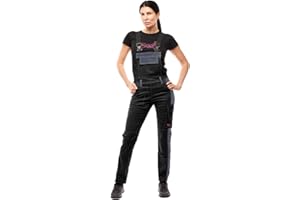 strongAnt Latzhose Damen stretch Arbeitshose für Frauen mit Kniepolstertaschen Baumwolle Cargo Hose Schwarz Grau Pink