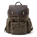 Produktbild VZVABAG Canvas Echtleder Rucksack Damen Herren Rucksäcke Wasserdicht Vintage Retro Schulrucksack für Schule Outdoor Reisen Wandern mit Großer Kapazität (Grün)