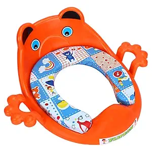 FLIPZON Premium Baby Cushioned Potty Seat with Easy Grip Handles and Comfortable Seat /?Toilet Seat with Handle for Kids /?Suitable for?Baby?Boy/Girl?(Orange)