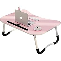 Tarkan Stud Foldable Wooden Mini Desk for Couch, Sofa Bed, Study Tray Table Stand for Writing (Baby Pink)