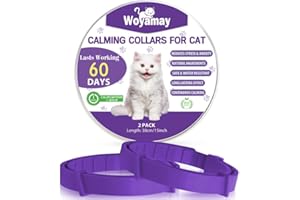 Woyamay Collare Calmante per Gatti, Collari Calmanti Feromoni Gatto Regolabile e Impermeabile, Naturale Anti-Ansia Collare Gatto Calmante per Gatti di Taglia Piccola, Media e Grande, Violet (2 Pezzi)