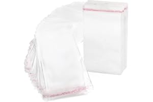 RUBY Bustine Trasparenti in Cellophane Con Chiusura Adesiva Sacchetti di Plastica 200 Pezzi, 12 x 20cm