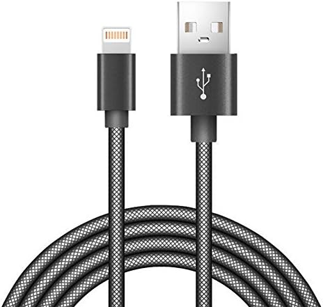 Ctbd Lightning Cable,2.0m/6.6 ft Nylon Braided USB Charger High Speed Date Cable with Gold Plated connectors for iPhone 7 Plus 6S Plus 6 Plus SE 5S 5C 5,iPad 2 3 4 Mini, iPad Pro Air 2, iPod (2M, Black)