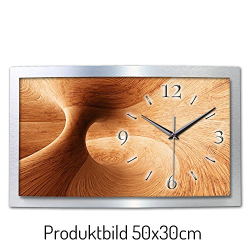 Kreative Feder Spinning Wood 3D XXL Designer leise Funk Wanduhr Funkuhr modernes Design *Kreative Feder* WAA034FL (50x30cm) - 2