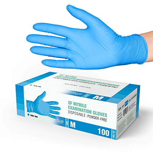 SF Medical Products Soft Nitrilhandschuhe blau puderfrei, Größe M, 10er Pack (10x100 Stück)