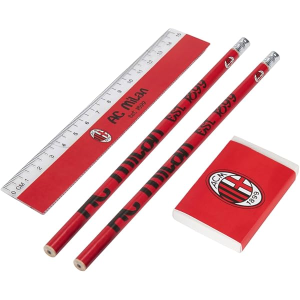 Lot De 3 Stylos AC Milan Officiels - Rouge/Noir Pour École Et Bureau