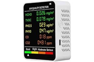 SHENGYI Moniteur de qualité de l'air 6 en 1 avec capteur de formaldéhyde Détecteur de pollution Capteur HCHO TVOC PM2.5/PM10 Moniteur de qualité de l'air Co2 Pm2.5 Testeur de qualité de l'air intérieur