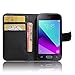 Produktbild Samsung Galaxy J1 mini prime 2016 hülle, KuGi Samsung Galaxy J1 mini prime hülle / Fall - Hochwertige PU-Leder Ständer Wallet hülle für Samsung Galaxy J1 mini prime 2016 smartphone.(Schwarz)