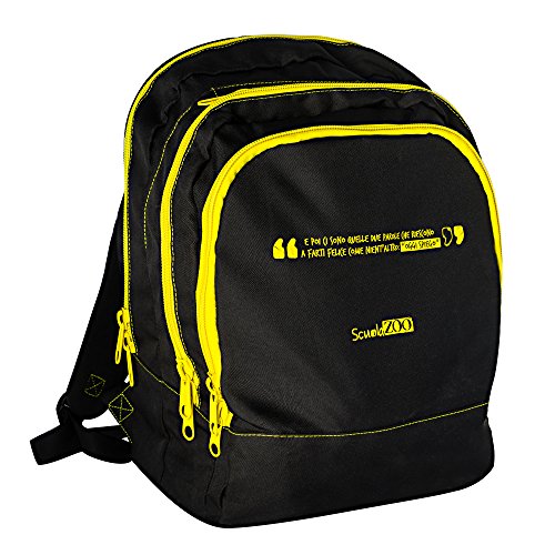 Zaino organizzato ScuolaZoo 2018 con 3 cerniere e stampa gialla
