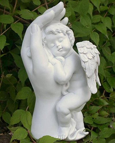 Grabengel Figur in schützender Hand. Höhe 24cm - 4